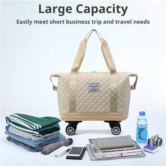 Expandable Foldable Duffel Bag Suitcase Zipper Closure Large Capacity Waterproof Wear Resistant