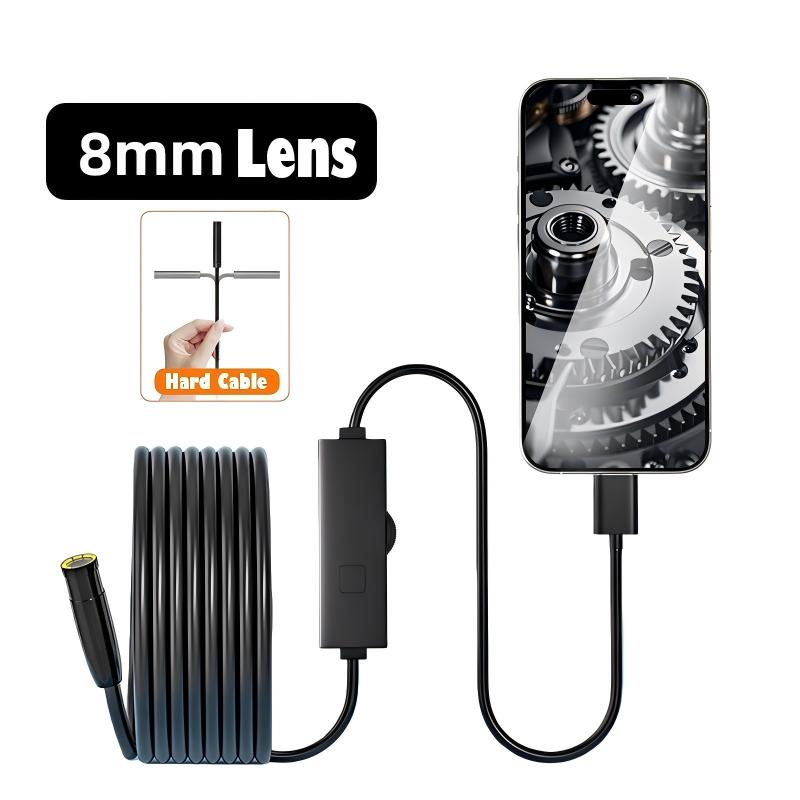 8mm Endoscope Automotive Inspection Camera Waterproof With LED Lights Type-C Borescope Inspection Device For Checking Car Engine 1M
