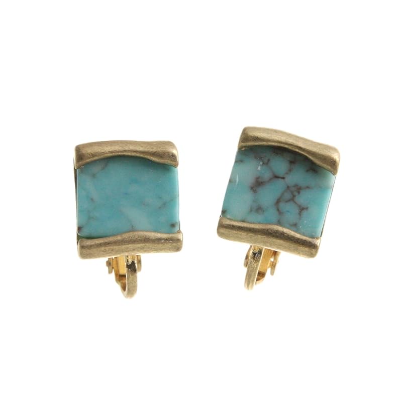 

[Vantaine] VINGTAINE turquoise color square earrings earrings stylish mode square P1495 (earrings)