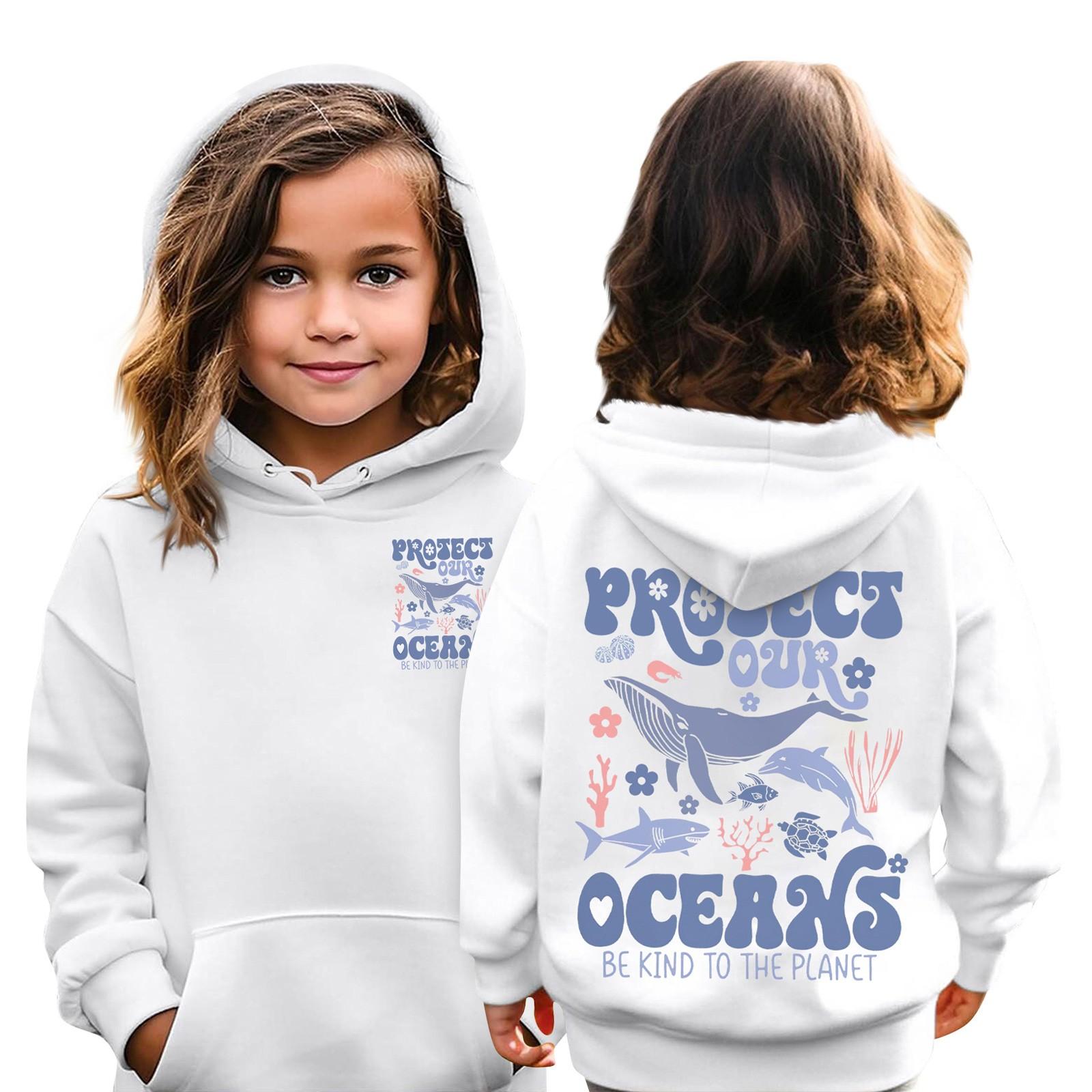 

Детские толстовки, свободная спортивная рубашка с капюшоном и принтом, модная спортивная рубашка 160 белый