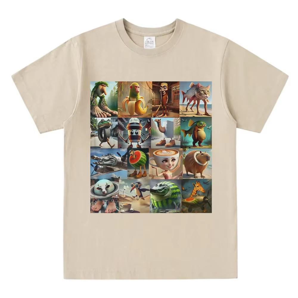 Italian Brain Rot Shirt Brr Brr Patapim Tung Tung Tung Cappuccino Ballerina Funny Tshirt Womens Loosefit Tshirt 4XL