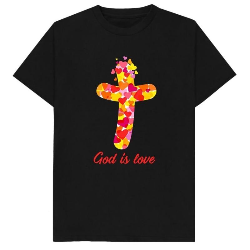 God Is Love Cotton Summer Tee Christian Shirt Short Sleeve Casual Apparel Religious Gift Top for Unisex Women Graphic TShirts