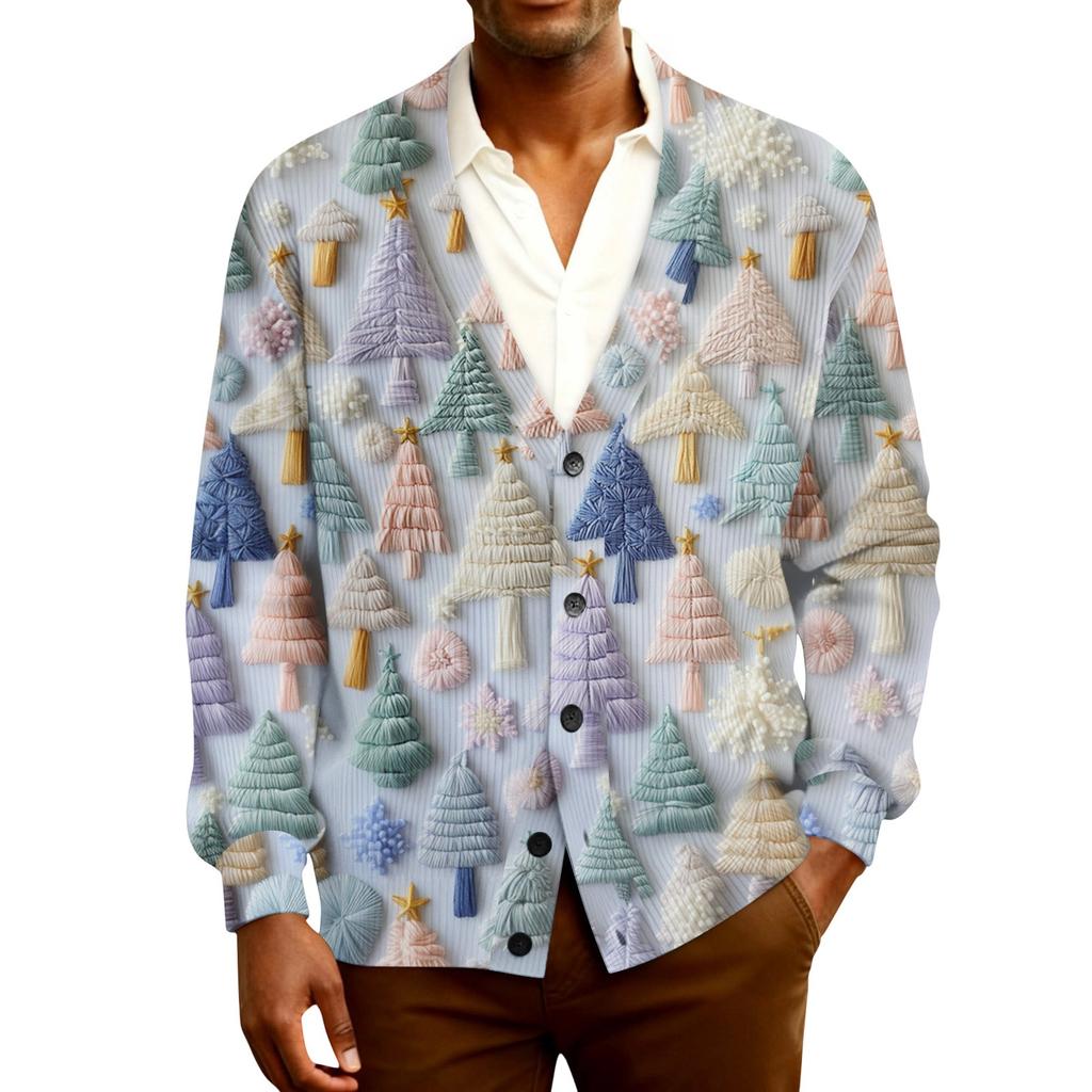 Men's Ribbed Knit Long-Sleeve Cardigan