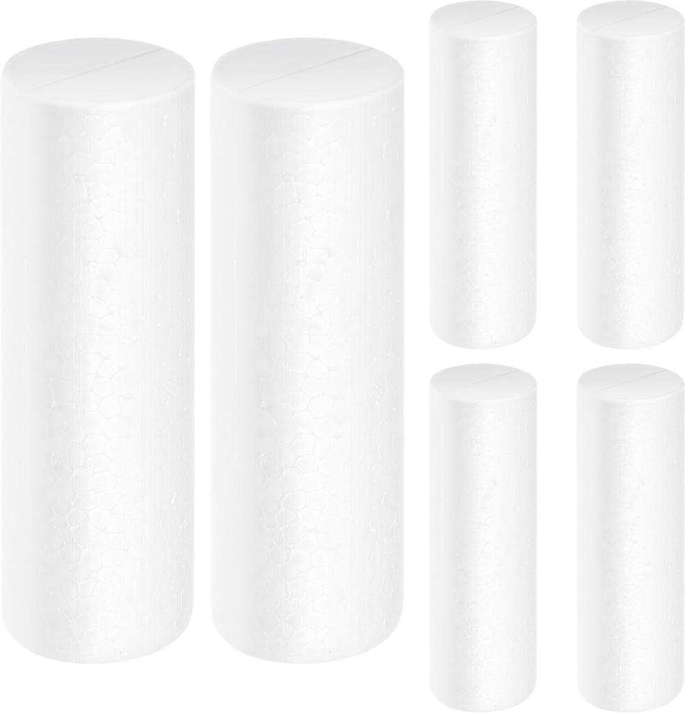 6pcs Foam Cylinder Decor For Diy Craft Tabletop Christmas Decoration Multi-Use Cylinder Adornment School Projects Home Festival