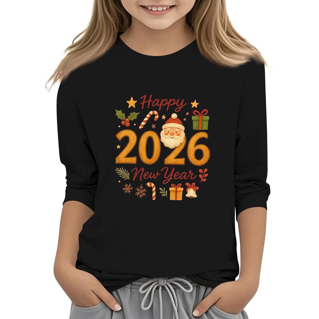 Tricou casual cu mâneci 3/4 pentru copii, cu gât rotund și imprimeu pentru Ziua Independenței