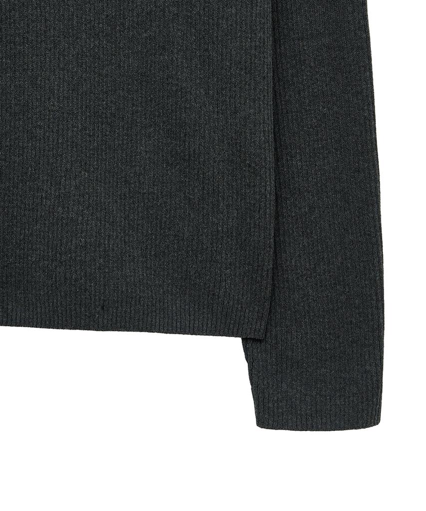 NOIRER Ribbed Zip-Up Knit (Dark Gray)