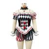 Women Costume Black White Diamond Striped Circus Bodysuit With Ruffle For Halloween Carnival Cosplay