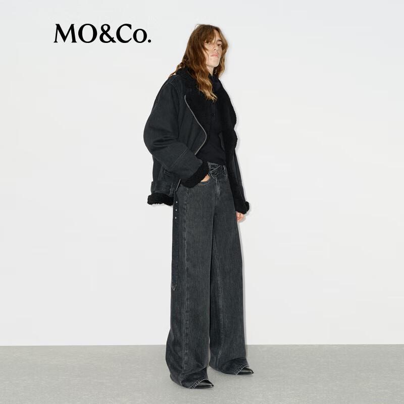 

MO&Co. Байкерская куртка из выбеленного черного денима S (160)