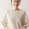 Women's Lazy Age-Reducing Cashmere Round Neck Knit Sweater - Korean Style, Autumn/Winter 2025, Thick Wool, Saddle Shoulder, Loose Fit