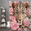 Cougar And Rose Shower Curtain, Bathroom Decorative Shower Curtain, Waterproof Shower Curtain With Hooks
