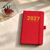 Leather Bound Journal 2027 Daily Planner with PU Cover, A6 Pocket Size Weekly Planning Notepad Agenda, Portable Notebook Pen Holder for Efficient Time