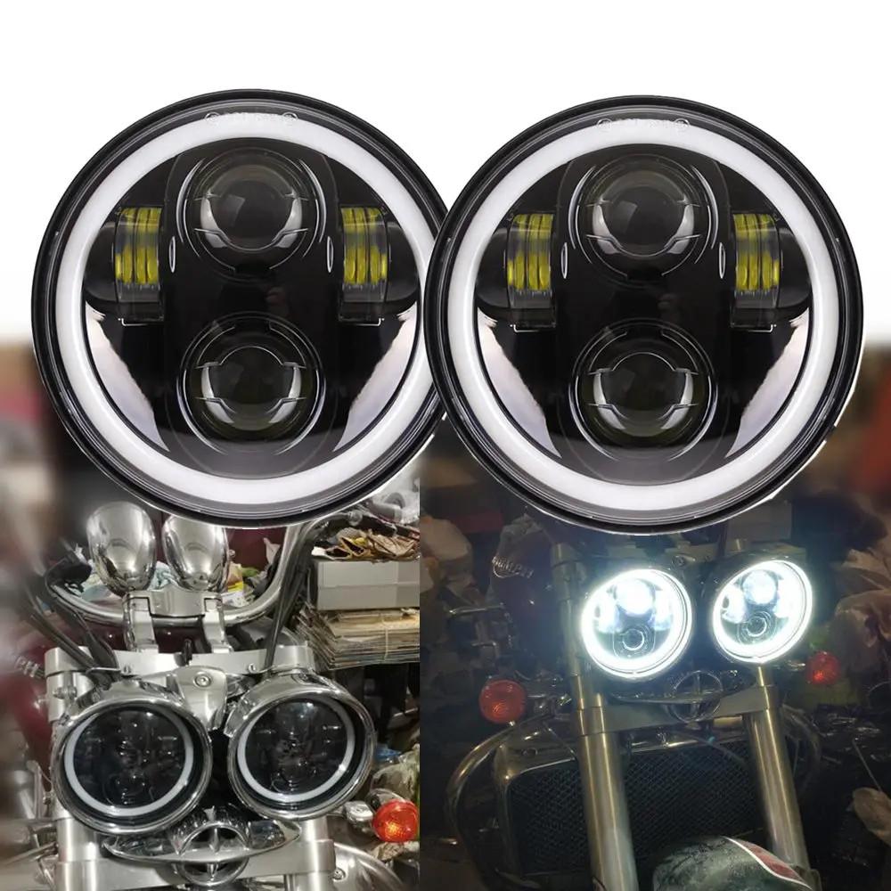 2x 5.75" Fit For Indian Scout Bobber Rocket 3 LED Headlight Hi/Lo Beam Projector