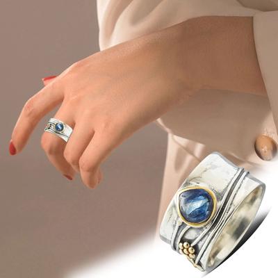 Water Drop Aquamarine  Flower Ladies Fashion Ring Bride Engagement Wedding Rings Band Anniversary Gift Size 6-10