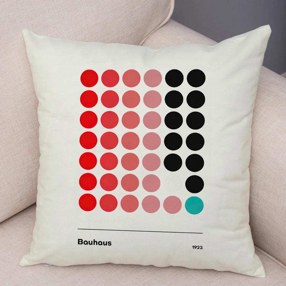 Nordic Minimalist Color Block Double Print Cushion Cover Decor Bauhaus Modern Pillowcase Soft Plush Throw Pillow Case For Sofa