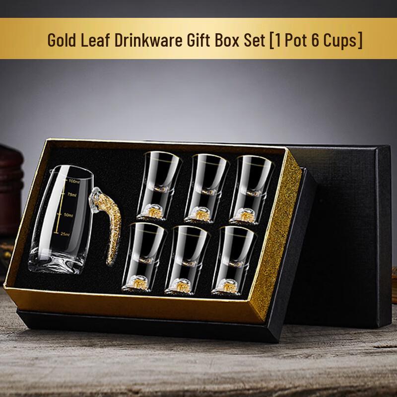 OIMG Gold Leaf Glass Liquor Set