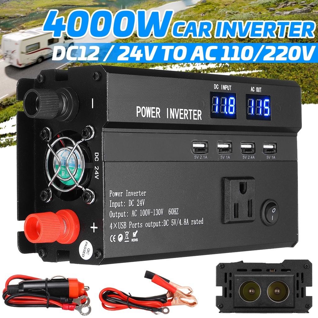 4000W Modified Sine Wave Inverter DC 12V / 24V To AC 110V / 220V Peak Voltage Transformer Power Converter LCD Car Inverter