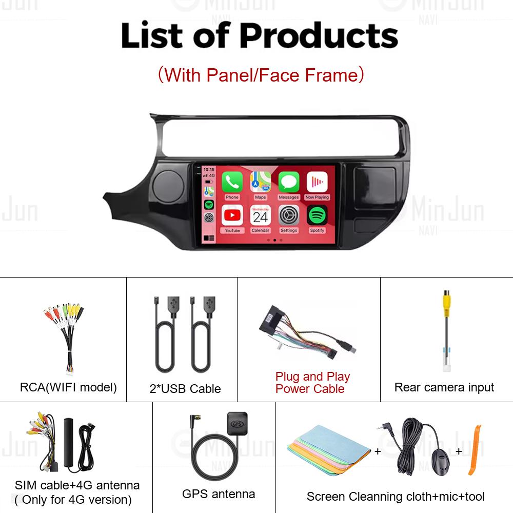 9Inch Android 14 Wireless Carplay Auto For Kia RIO 4 K3 2015 2016 2017 Car Radio Multimedia Video Player Navigation GPS HeadUnit