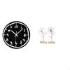 Minimalist Art Clock And Metal Wire Flower Sculpture Ornament for Modern Indoor Kitchen Office
