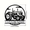 1pc Custom Metal Tractor Wall Sculpture, Personalized Name Sign, Rustic Farm Decor for Balcony, Courtyard, Gift, Tractor Emblem.