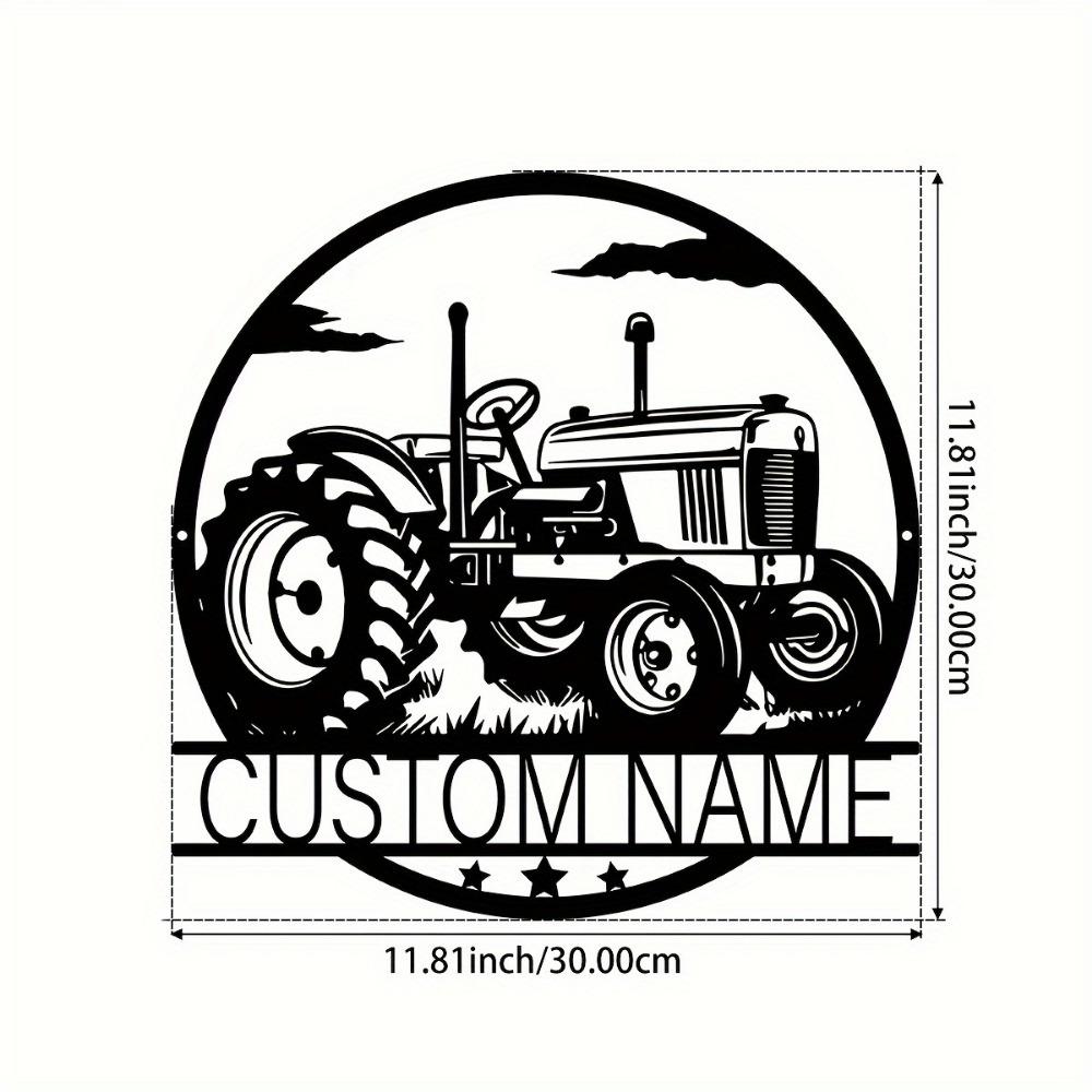 1pc Custom Metal Tractor Wall Sculpture, Personalized Name Sign, Rustic Farm Decor for Balcony, Courtyard, Gift, Tractor Emblem.