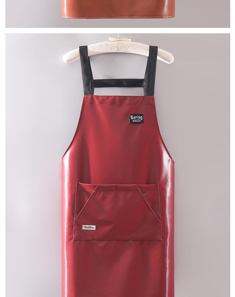 Waterproof PU Leather Kitchen Apron - Oil-Proof and Wash-Free for Home, Restaurant, or Catering Use (Unisex)