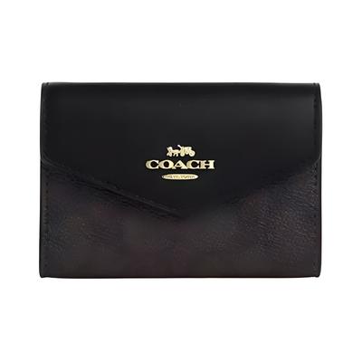 Flap Card Case 10 Classic Car and Horse Logo Flip Coated Canvas Wallet Card Case Regular Women's Black