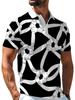 Men'S Outdoor Polo Shirt, Multi-Size Available, Full Print Cross-Arm Creative Pattern, White Lapel, Trendy Cool Fashion Casual Comfortable, Men'S Top