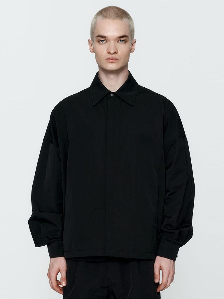 Nodicoma Crinkle String Shirt Jacket Black