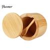 Rustic Kitchen Spice Organizer Wood Salt Container with Swivel Magnetic Lid, Built-in Spoon Seasoning Jar Jar, Moisture Proof for Countertop Solid Box