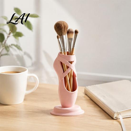 Desk Organizer for Women 3D Printed Ballet Shoe Pen Holder Decorative Desktop Stationery Cute Aesthetic Decor Art Supplies Creative Makeup