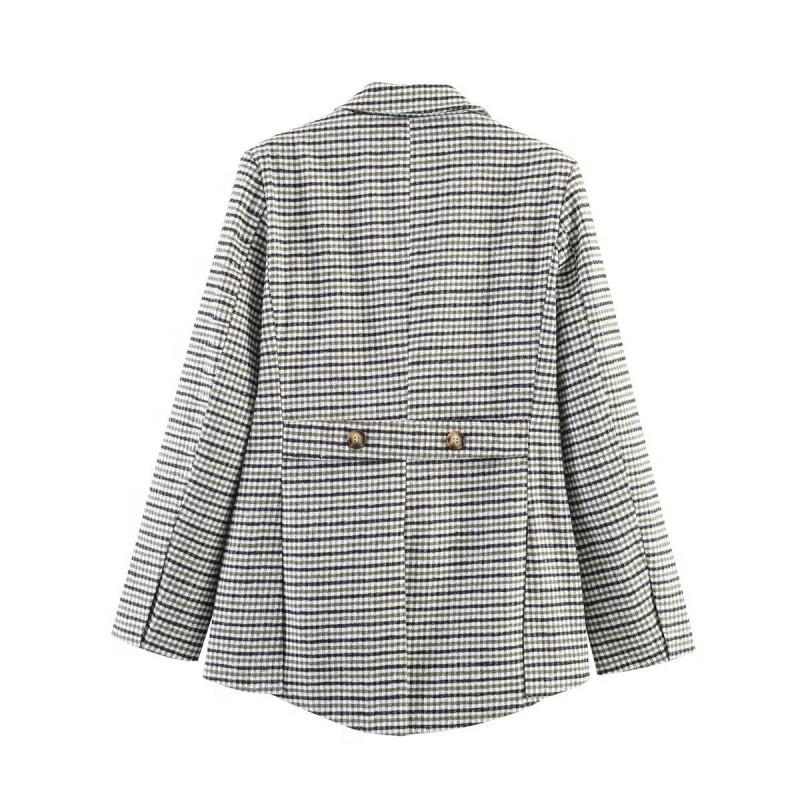 Womens Asymmetric Plaid Blazer 2026 Fashion Temperament Casual Workwear Jacket