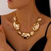 Bohemian Irregular Oval Metal Choker Necklace Women Statement Punk Pendant Earrings Hip Pop Jewelry Accessory