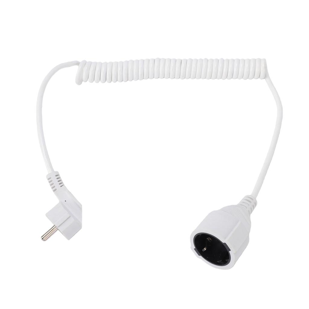 Extension Cord 3 X 1mm² Spiral Cable with Plug 0.8 2m Flexible IP20 16A for Home Office Outdoor Construction Site White