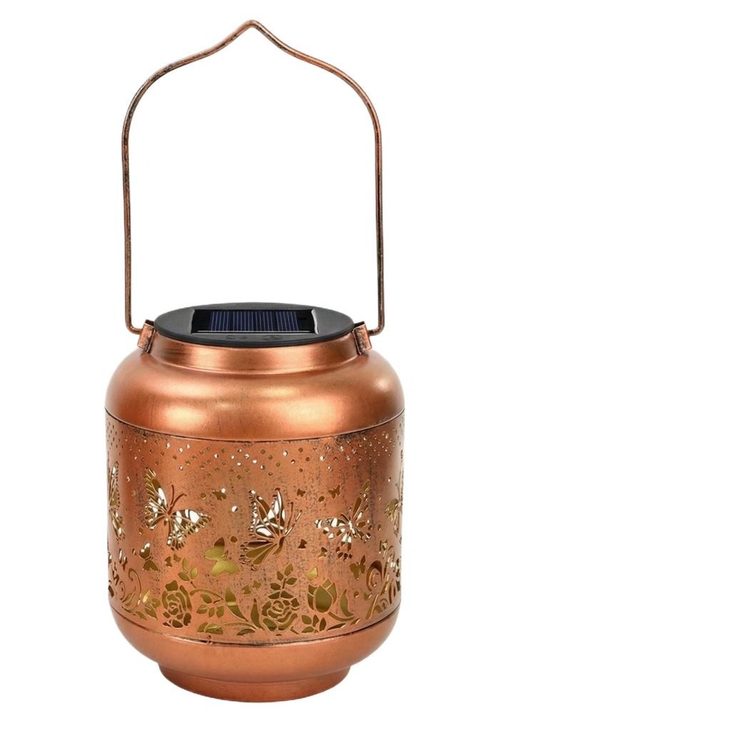 Solar Metal Hollow Hanging Light Balcony Garden Outdoor Decor Lamp
