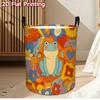 1pc Laundry Basket, Featuring Cheerful Frog And Trendy Floral Patterns, Made of Polyester, a Foldable Portable Storage Basket Suitable for Clothing An