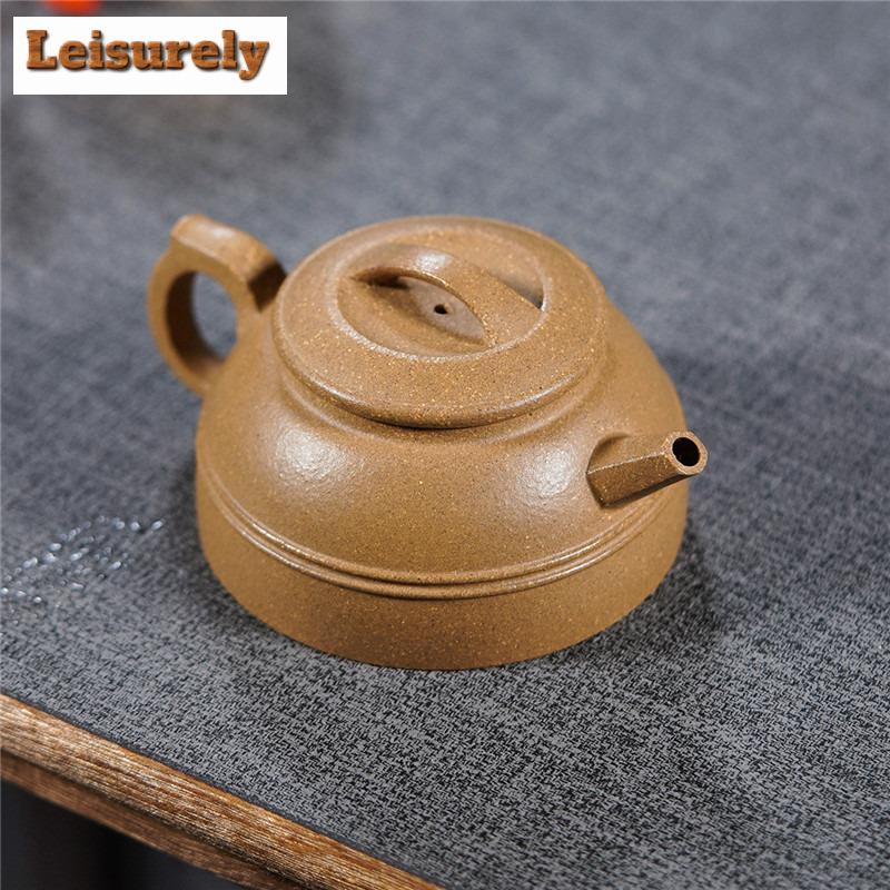 160ml Yixing Purple Clay Teapots Handmade Double Line Pot Raw Ore Section Mud Tea Maker Kettle With Strainer Zisha Tea Set Craft