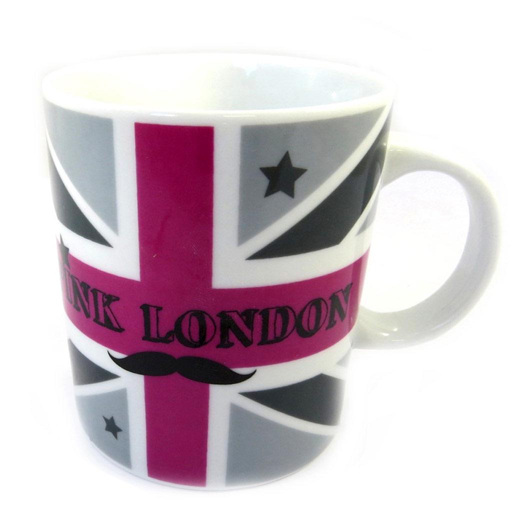 Les Trésors De Lily [L8973] - Ceramic Mug 'So British' Pink Gray