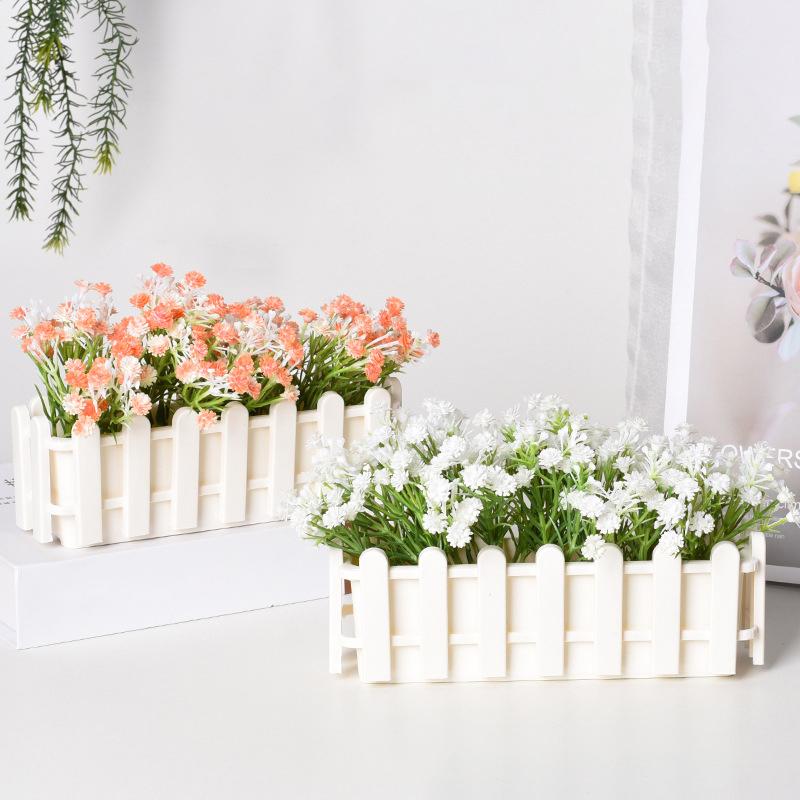 Blumentopfzaun, Pflanzenkorb, Container-Pflanzgefäß, Blumenarrangement, Hausgarten, Hochzeitsdekoration, kleiner Zaun