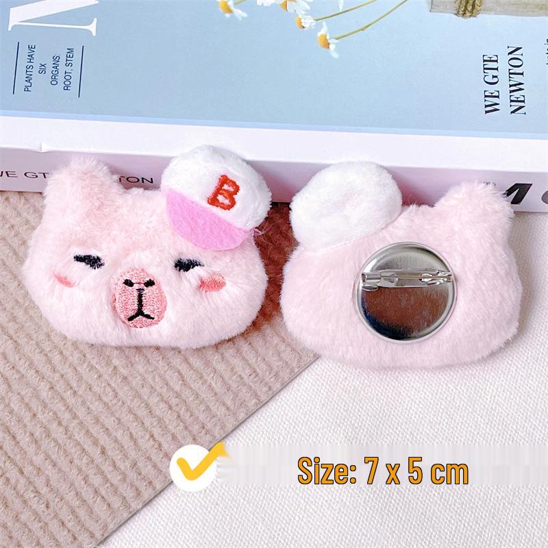 Capybara Plush Keychain with Baseball Cap - Cute Bag Decoration Doll Accessory