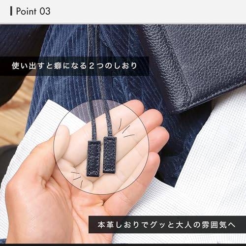 [BLUE SINCERE] A6 Size Notebook Cover, Genuine Leather, Holds 2 Books, Pen Holder, Pocket, Cards, Sticky Notes, Business Cards, Bookmark Included / NC