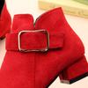 Girls' short boots, autumn and winter fashion, Korean version, high heels, princess boots, medium size, children's and girls' cotton shoes