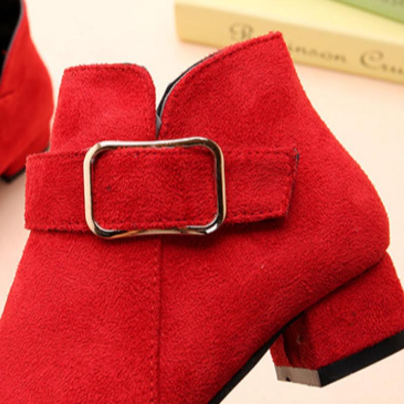 Girls' short boots, autumn and winter fashion, Korean version, high heels, princess boots, medium size, children's and girls' cotton shoes