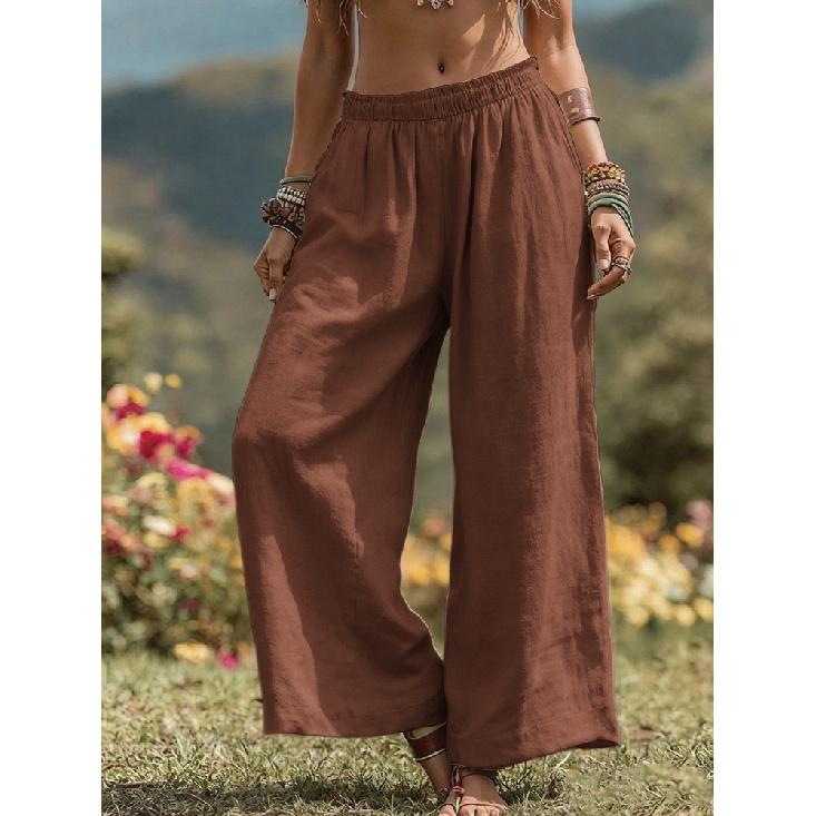 2026 Spring/Summer New Solid Color Loose Casual Wide-Leg Pants for Women, Breathable Long Pants