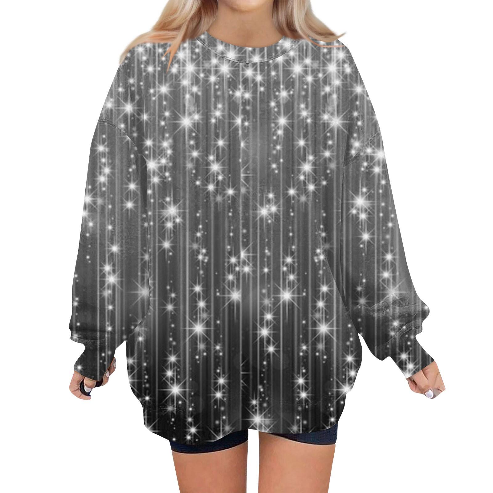 Женский свитер с круглым вырезом и длинными рукавами с рождественским принтом — фото 5