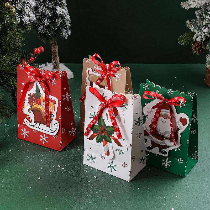 

12pcs Christmas Paper Bags Creative Bow Snowflake Accompanying Candy Gift Bags New Year Decoration Christmas Gift Packaging Bags 12pcs&18.5x12x7