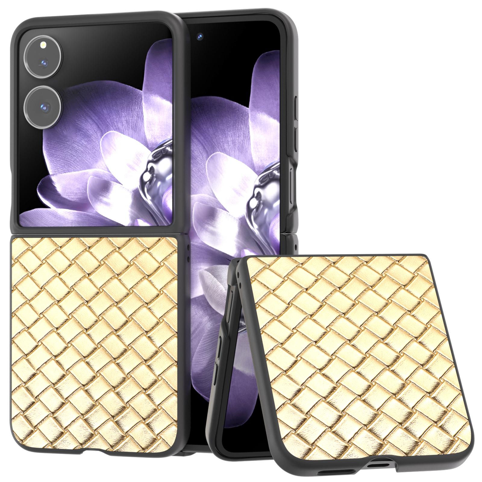 

For Xiaomi Mix Flip 5G Case Woven Texture PU Leather Coated PC Mobile Phone Cover G