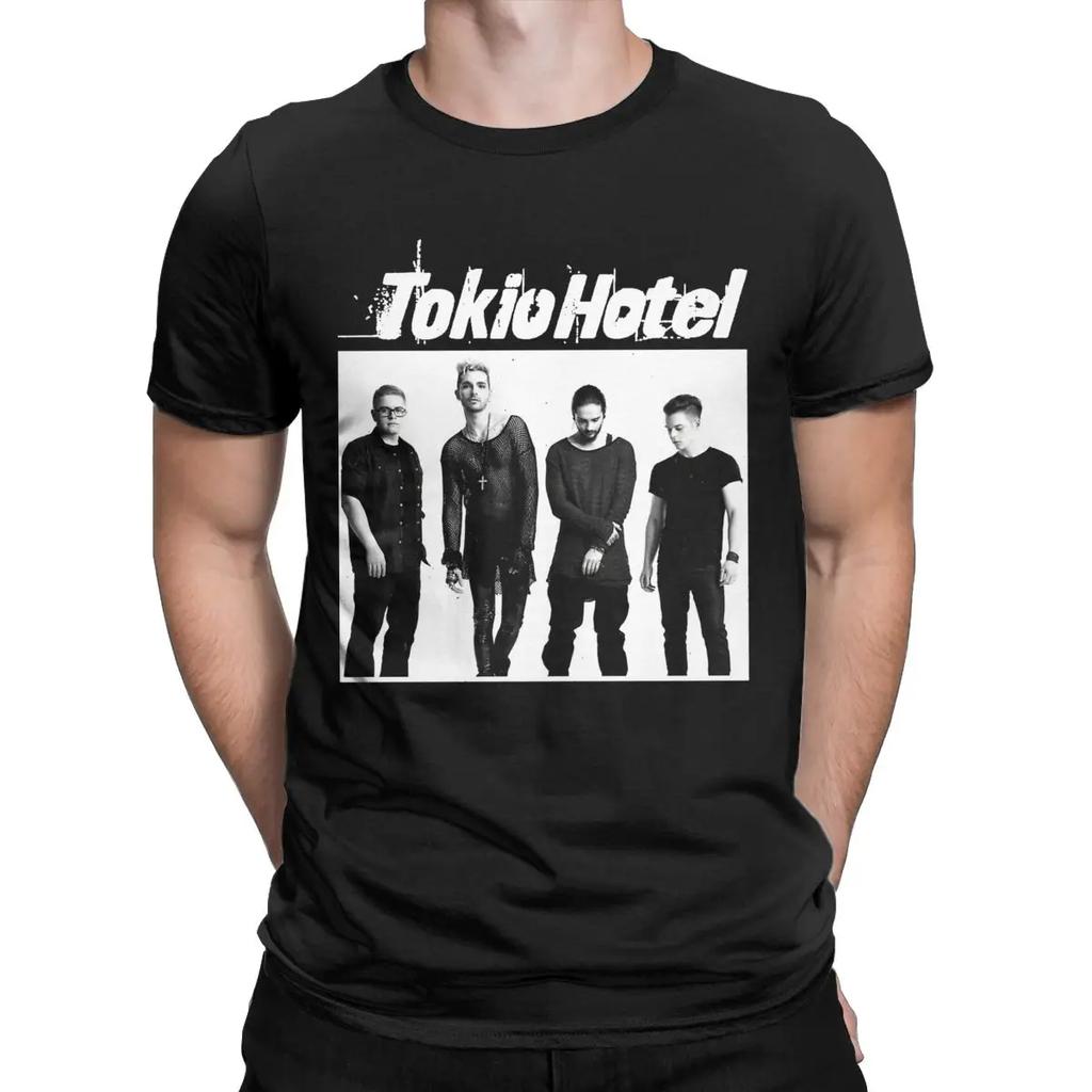 Tokio Hotel Vintage Beyond The World Men T Shirts Casual Tee Shirt Short Sleeve Crew Neck T-Shirt Cotton Graphic Clothing