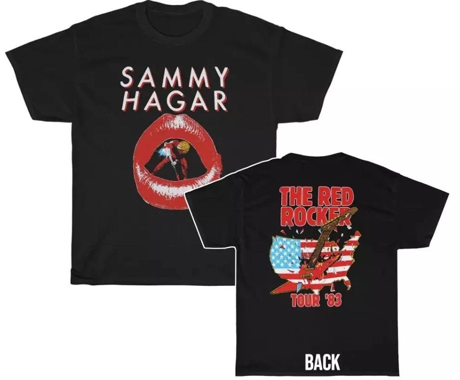 

Vintage Sammy Hagar 1983 Red Rocker Tour Black T-Shirt Gift For Fans Music 4XL