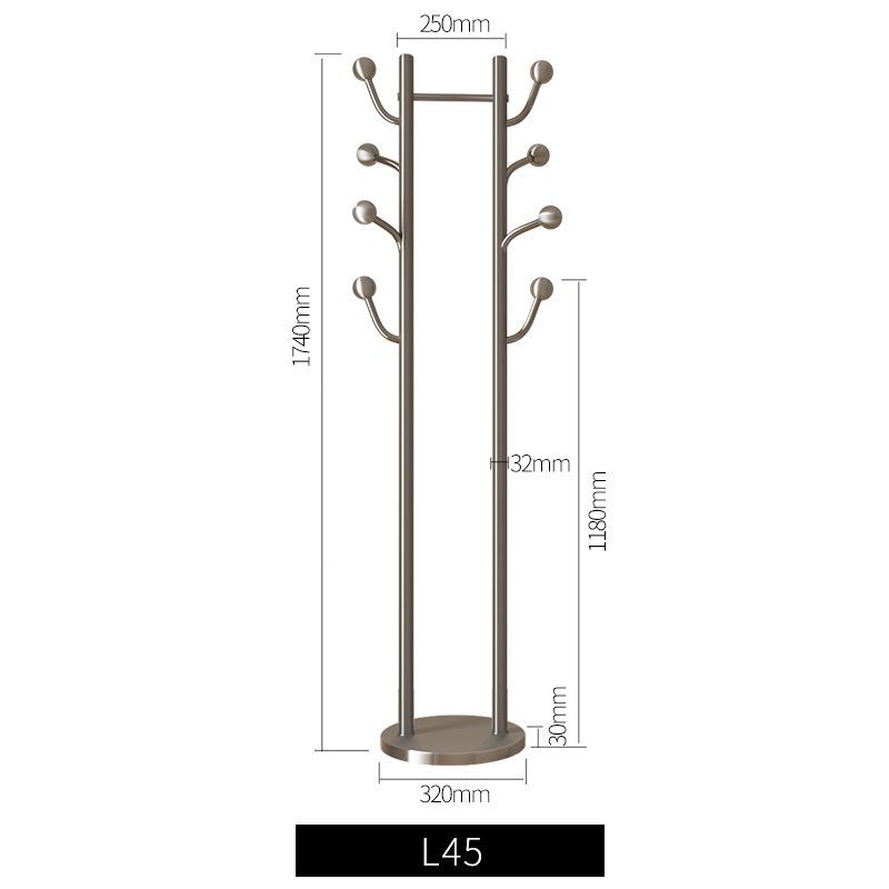 

High-Grade Gray Stainless Steel Floor-Standing Coat Rack for Bedroom and Living Room