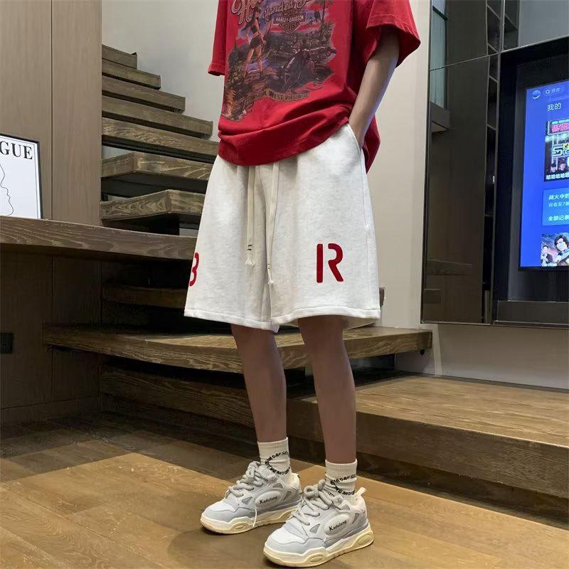 

Шорты мужские свободные прямые грубые красивые дизайн Sense Street универсальная верхняя одежда повседневные брюки с пятью точками 5XL белый